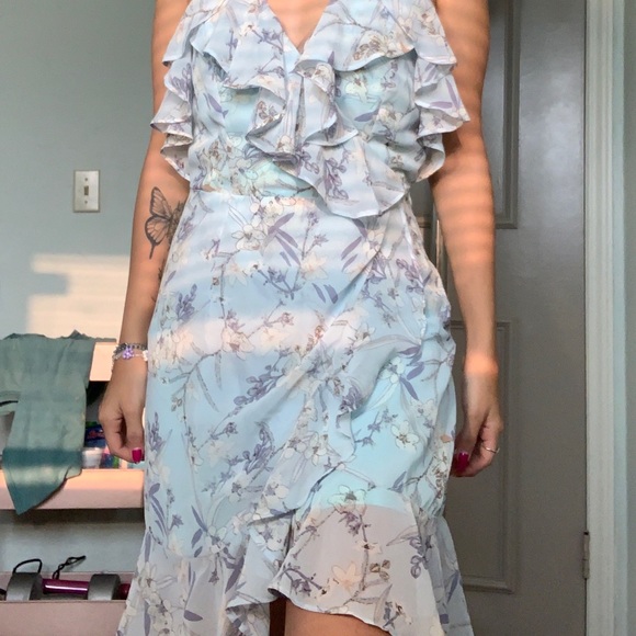 essue Dresses & Skirts - Floral baby blue cocktail dress